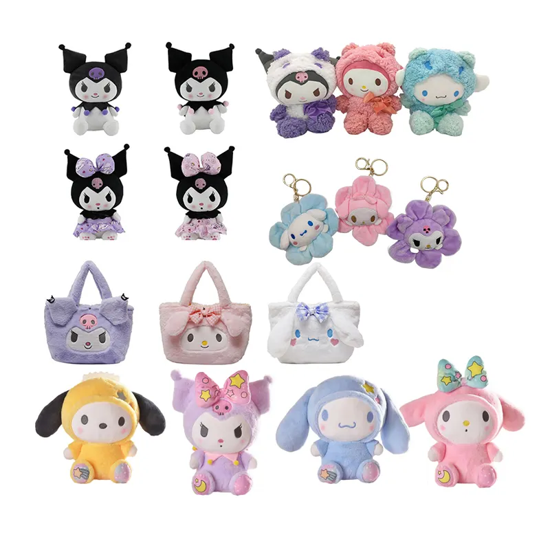 Japan Kawaii Cartoon Sanrio Wholesale Plush Figures Stuffed Animals Kuromi My Melody Sanrio Plush Toys