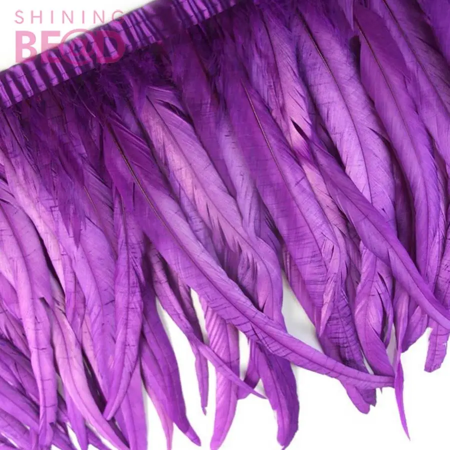 Carnival coque feather with fringe trimming gallo feather trim dyed chicken feather trimming for Women Dress Costume