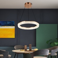 Lustre LED en cristal doré rose moderne et minimaliste, pour salon, salle à manger, chambre à coucher, luminaire suspendu pour villa