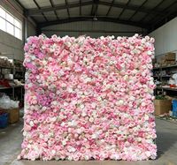 Mur de fleurs artificielles 5D rose en soie réaliste, toile de fond de mariage de 2,4 m, panneaux personnalisés faits à la main, imperméables pour événements, Fête des Mères, Noël