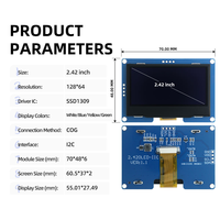 Módulo de Pantalla OLED de 2.42 Pulgadas 128x64, Interfaz I2C IIC de 4 Pines, Controlador SSD1309, Pantalla LCD PMOLED Blanca con Placa PCB