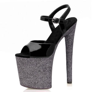 Sandalias de tacón alto de plataforma de 20 cm con lentejuelas naranjas, tacón fino, para pole dance, pasarela, banquetes, para mujer - Product Image 2