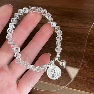 Bracelet rond en argent sterling S925 avec cristal blanc pour femme, bijoux à porter au quotidien - Product Image 2