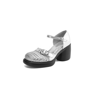 Nouvelle Collection Automne-Été : Chaussures Mary Jane à Talon Carré, en Cuir Premium, Style Rétro Français avec Bride Croisée, Idéales pour Mariage - Product Image 1