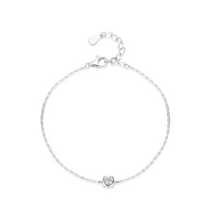 S925 Sterling Silver Round Cut Zirconia Simple Square Chain <b>Bracelet</b>, Exclusive for Women Customizable copper version - Product Image 1