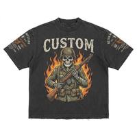 Camiseta de algodón vintage de 230 g/m² con estampado gráfico DTG personalizado, estilo streetwear para hombre, con estampado de calavera.