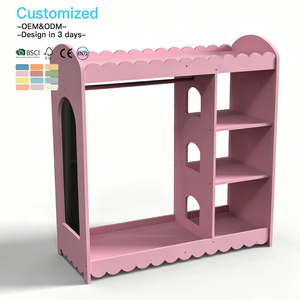 EDULAND OEM ODM Wooden Toddler Wardrobe Montessori Rack Clothing Wardrobe Dress up Storage Display Nursery Rack <strong>for</strong> <strong>Child</strong> - Product Image 3
