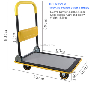 Carro de empuje manual con capacidad de 150kgs de 720*480*830mm para almacén - Product Image 5