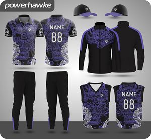 Prohawke impreso deportes Cricket uniforme conjunto completo cuello Jersey y Pantalones personalizados media manga completa Jersey - Product Image 1