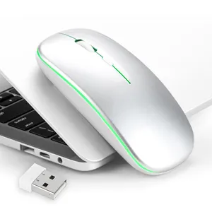 Inalambrico USB LED苗条充电轻薄便携式光学背光BT无线2.4G PC双模笔记本电脑办公电脑鼠标