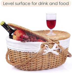 Hot bán cổ điển-phong cách dệt tay liễu Dã Ngoại giỏ thân thiện với môi <span class=keywords><strong>wicker</strong></span> nắp với linh hoạt gấp xử lý lưu trữ giỏ - Product Image 2