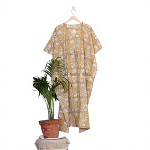 Robe longue en viscose à imprimé floral, col rond, manches courtes, style bohème ample, tissée, respirante, décontractée pour l'été - Product Image 1