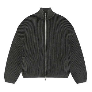Maglione da <span class=keywords><strong>Uomo</strong></span> OEM Personalizzato Invernale Oversize Bicolore con Zip e Collo Alto, Cardigan in Maglia a Coste con Spalle Cadenti - Product Image 1