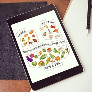 Assiettes en porcelaine de 12 pouces et 10 pouces, 2 pièces, design alimentaire, <span class=keywords><strong>assiette</strong></span> de contrôle des portions, assiettes en céramique personnalisées pour la perte de poids - Product Image 5