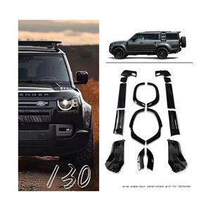 Kit de carrocería Faldas laterales negras brillantes Panel de puerta Rueda de esquina Ceja para <span class=keywords><strong>Land</strong></span> <span class=keywords><strong>Rover</strong></span> <span class=keywords><strong>Defender</strong></span> 130 - Product Image 1