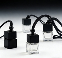 Diffuseur de parfum pour voiture en verre noir dégradé classique avec bouchon en bois noir personnalisé, vide, pour huile essentielle