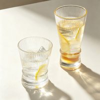 Verre à boire moderne à rayures verticales de 10 oz, verre highball côtelé, pour café glacé, jus, eau, qualité alimentaire, passe au lave-vaisselle, NOVARE