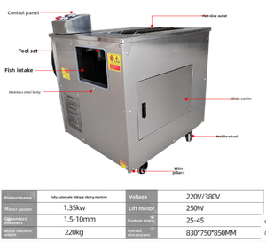 Máquina cortadora de filete de pescado comercial Máquina rebanadora De Filete de carne de pescado Máquina rebanadora de pescado oblicua comercial completamente automática - Product Image 2