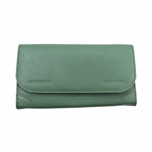 Premium Quality Handmade Green Genuine Leather Ladies Wallet Magnet Flap Closure with Customizable <b>Card</b> Slots Personalized <b>Purse</b> - Product Image 1