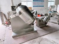 Agitateur mélangeur à tambour 3D à mouvement continu avec moteur AC et boîte de vitesses de séchage, capacité 200L pour poudre chimique, 2.2kW, matériaux SUS316/SUS304, automatique