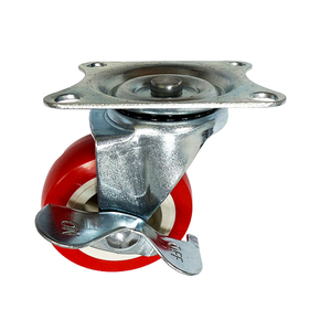 <span class=keywords><strong>3</strong></span> Zoll 5 Zoll drehbare rote Pu-Räder Edelstahl Custom ized Heavy Duty 360-Grad-Rollen rad mit Schloss - Product Image 5