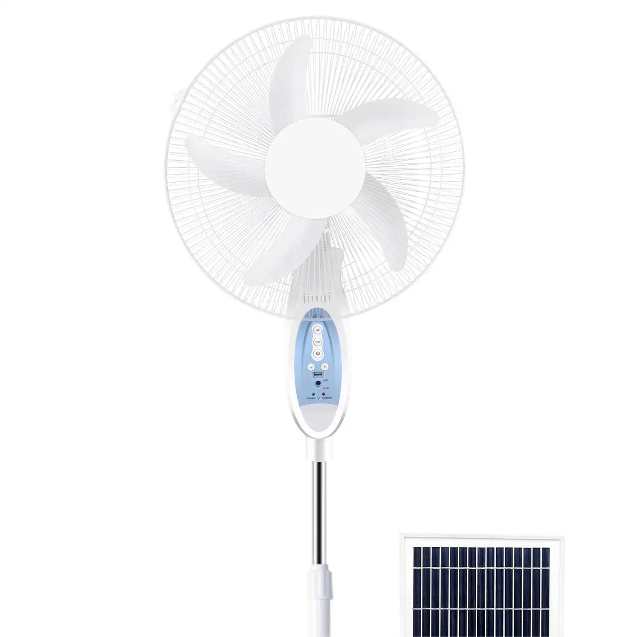 Standing rechargeable electric hat industrial air cooling floor large powered solar fan with solar panel for home