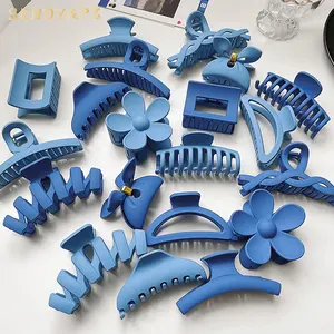 Thiết Kế Mới Phụ Nữ Lớn Trung Bình Màu Xanh Mờ Nhựa Thanh Lịch Hoa Tóc Claw Clip Tóc Hàm Clip Cho Phụ Nữ Cô Gái