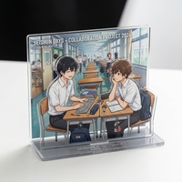 Support acrylique double scène personnalisé, Ornement de bureau uniforme, Merchandise anime co-marqué en plexiglas pour campus, Impression personnalisée