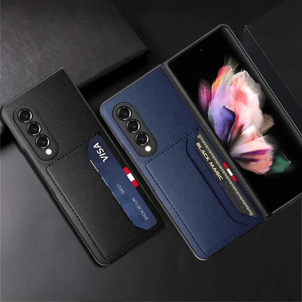 Cho Samsung Z Gấp 3 PU Leather Case Tùy Chỉnh Gấp Điện Thoại Di Động Full Bìa Lật Leather Case Với Chủ Thẻ Khe Cắm