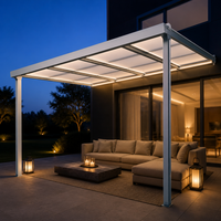 Auvent mural en polycarbonate avec structure en aluminium pour terrasse extérieure, villa, résistant à l'eau et au vent, ODM