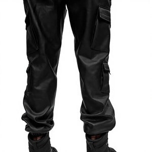 Pantalones Cargo Casuales de Cuero Ecológico para Hombre, Marca ELYSIAN INDUSTRIES, Cintura Elástica, Múltiples Bolsillos, Estilo Urbano, Transpirables - Product Image 4