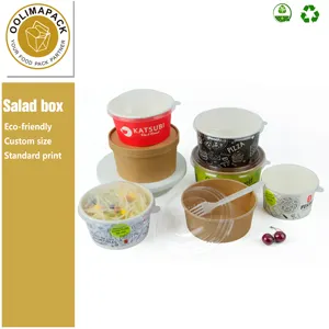 Paper Bowl 100% Eco Friendly Disposable Kraft Paper Salad Bowl With Paper Lid