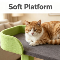 Arbre à chat en sisal vert avec plateforme, boule de jeu suspendue, lit de repos supérieur et zone de grattage latérale, tour pour chat d'intérieur