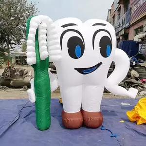 Özelleştirilmiş hava havaya uçurmak beyaz diş modeli balon reklam için diş fırçası ile dev şişme diş