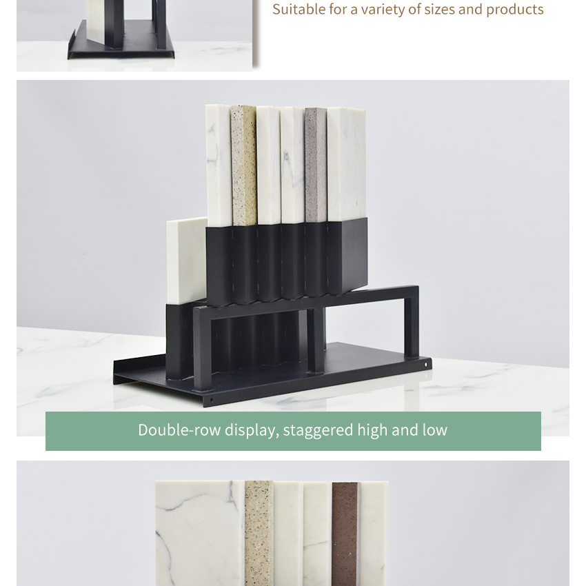 Factory Metal Sample Quartz Stone Display Tabletop Stand Showroom Porcelain Mosaic Marble Display Racks Countertop Tile Displays