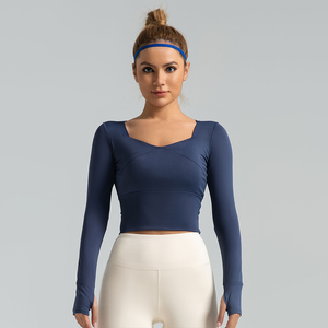 Camiseta Deportiva Ligera de Manga Larga para Mujer, Gruesa, Transpirable, de Secado Rápido, Elástica en Cuatro Direcciones, con Protección UV, Top Corto - Product Image 5