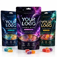 Sachet Mylar cosmique personnalisé ZA Pack avec fenêtre, pochette verticale pour bonbons galaxie, emballage pour bonbons gélifiés aux fruits et snacks