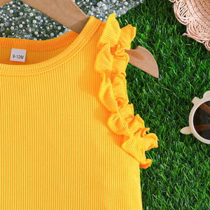 Vestito a due pezzi con fiocco carino per bambine Casual estate a maniche corte alla moda con motivo fiore ape 2 pz bambini - Product Image 4