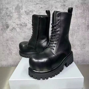 Bottes en cuir de vachette confortables de qualité supérieure chaussures décontractées chaussures de luxe noires classiques de marque unisexes - Product Image 4