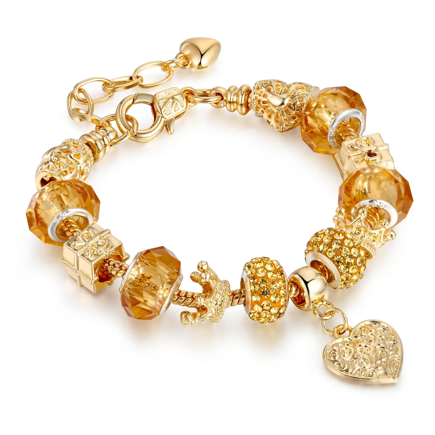 Fashion Jewelry Hot DIY Alloy Large Hole Bead Bracelet Gold European Beads Charm Bracelets Wholesale