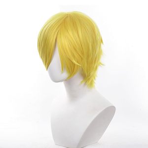 Perruques courtes <span class=keywords><strong>blondes</strong></span> pour hommes, Halloween, Noël, <span class=keywords><strong>bande</strong></span> <span class=keywords><strong>dessinée</strong></span>, anime, rôle, AOKG-008 - Product Image 4