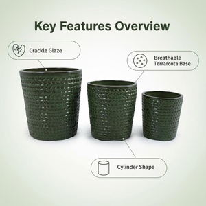 Vasi Moderni in Ceramica <span class=keywords><strong>per</strong></span> Piante da Giardino con Fori di Drenaggio, Finitura Smaltata, Design Durevole <span class=keywords><strong>per</strong></span> Uso Interno/Esterno - Product Image 5
