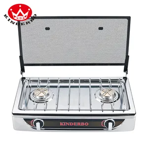 Cocina de <span class=keywords><strong>Gas</strong></span> de acero inoxidable de alta calidad, estufa de Camping de <span class=keywords><strong>2</strong></span> quemadores, encimeras de <span class=keywords><strong>Gas</strong></span> con cubierta - Product Image 1