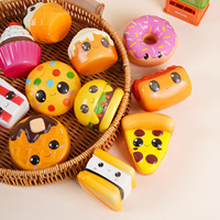 Jouet en peluche souple pour jeunes en PU, à rebond lent, motif pizza et beignet de dessin animé, accessoire mignon anti-stress pour filles et garçons