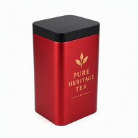 Boîte à thé rectangulaire rouge personnalisée, boîte à thé en métal hermétique, 72x58x126mm, conteneur en étain de qualité alimentaire pour le stockage du thé en feuilles