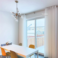 Rideau à plis ondulés électriques double couche occultant et voilage pour salle à manger, couleur neutre