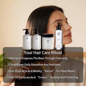 Set de <span class=keywords><strong>Tratamiento</strong></span> Capilar de Lujo con Caviar, Orgánico, de Marca Privada, Rutina de Reparación de 4 Pasos, Champú Hidratante y Refrescante con Biotina - Product Image 4