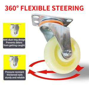 China Lieferant 3/4/5 /6 Zoll Rollen Medium Heavy Duty <span class=keywords><strong>White</strong></span> Pp Rollen Doppel kugel Schwenk kopf 6 Zoll Mit Bremse - Product Image 5