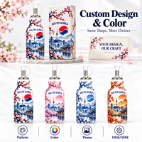 Botol Minyak Keramik Suvenir Korea Selatan dengan Desain Pemandangan Seoul dan Bunga Sakura, Dispenser Minyak Porselen Landmark Asia Korea