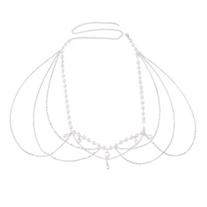 Cadena de cintura de perlas con borlas, estilo chino, accesorio Hanfu antiguo para mujer, cinturón de fiesta, blanco K, dos hebillas de langosta - Product Image 5